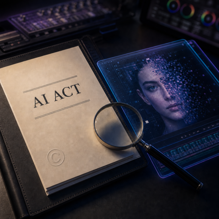 AI Act, prawo autorskie i reklama wideo AI – grafika Ovidia