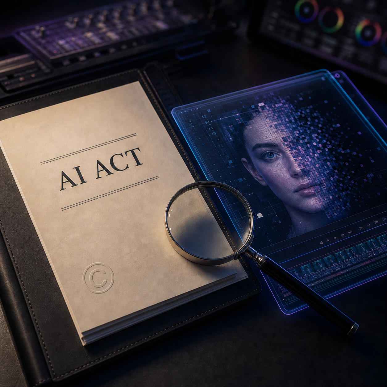 AI Act, prawo autorskie i reklama wideo AI – grafika Ovidia